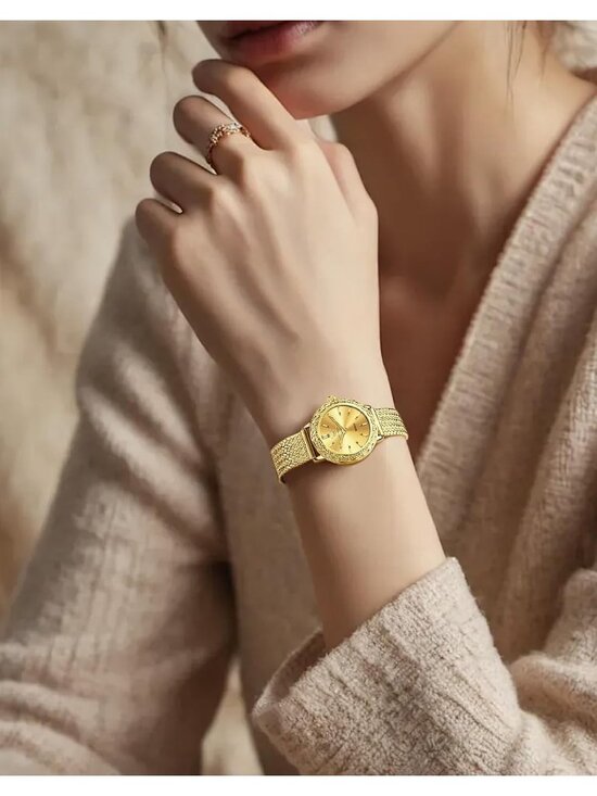 Women\'s Gold band /Gold dial Diamond Fashion Elegant Chronograph Wrist Watch main image 4